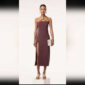 Cult Gaia Castila Dress in Persian Plum Color Castila Embellished Halter Dress S
